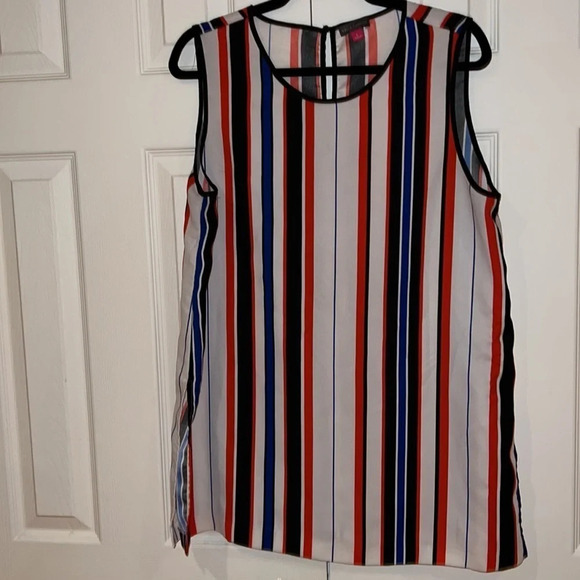 Vince  Camuto Sleeveless Tunic striped Blouse Sz L - Picture 2 of 13